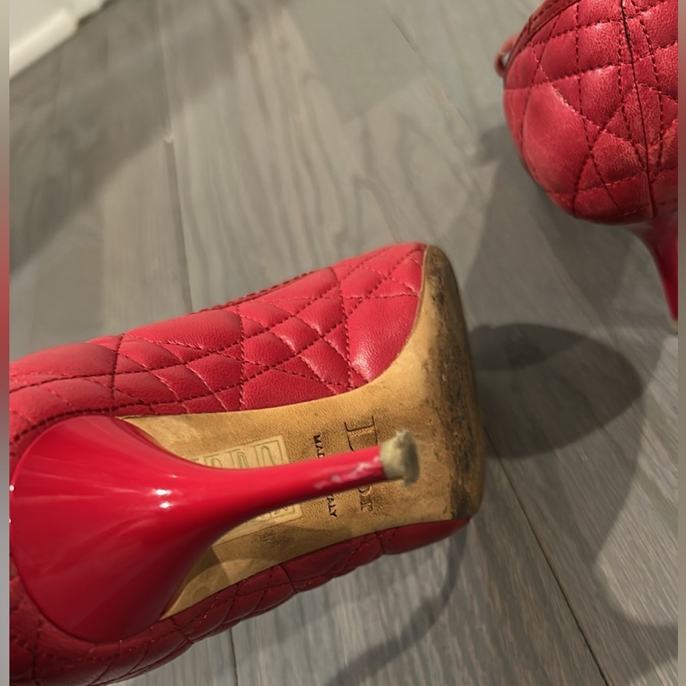 Dior Red Quilted Heels - Picture 5 of 12